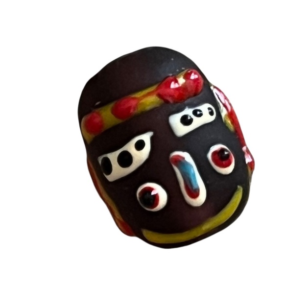 Vintage African Face Trade Bead Stretch Bracelet Tribal Folk Art Jewelry - Picture 2 of 5